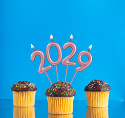 Happy New Year 2029 - Candles in the form of lit numbers
