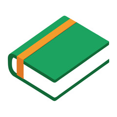 Closed book icon green cover simple design education symbol