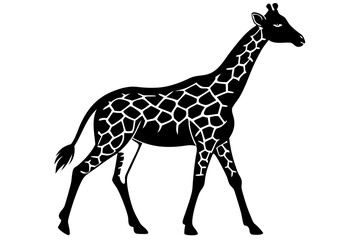 Obraz premium Minimal Giraffe Walking Pose Vector Silhouette
