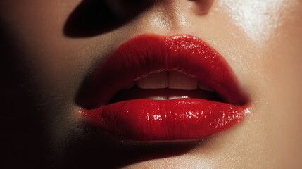 Obraz premium Woman's glossy red lips