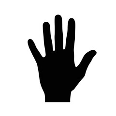 Human palm, hand vector icon design with stroke line. Front side hand vector, silhouette.