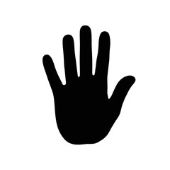 Human palm, hand vector icon design with stroke line. Front side hand vector, silhouette.