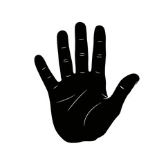 Human palm, hand vector icon design with stroke line. Front side hand vector, silhouette.