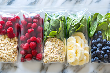 Fruit and vegetable snack in ziplock bag. 