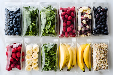 mixed fruit and vegetables in zip lock bag for healhy diet