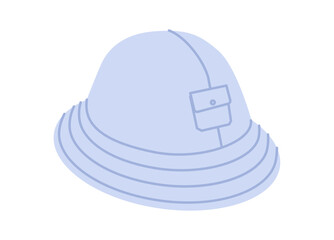 Fisherman Bucket Hat with pocket. Summer Head Fashion accessory cap clothing technical illustration. Vector headgear for Men, women, unisex style, flat template CAD mockup sketch outline isolated