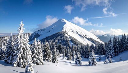 Obraz premium Snowy Mountain Peak in Winter Landscape