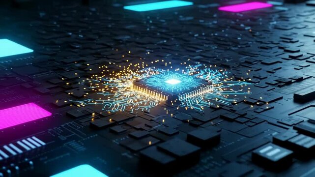 High tech computer chip on circuit board