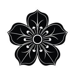 Primrose Flower Silhouette Vector Illustration on White Background