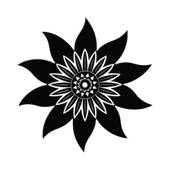 Passion Flower Silhouette Vector Illustration on White Background