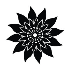 Passion Flower Silhouette Vector Illustration on White Background