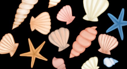 Seashells on Black 