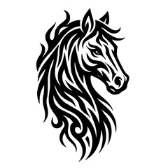 Tribal Horse Head Vector Illustration