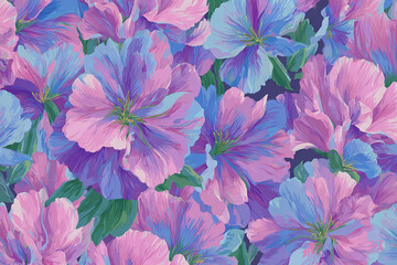 A Purple and Blue Pretty Floral Wallpaper