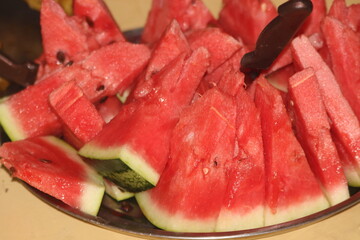Slices of watermelon on a plate
