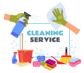 Cleaning service banner poster with text place design element. Vector flat graphic design illustration
