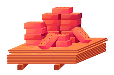 Construction bricks realism style isolated design element. Vector flat graphic design illustration