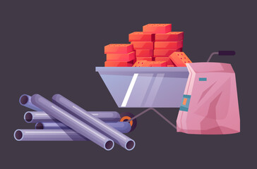 Construction tools concept isolated design element. Vector flat graphic design illustration
