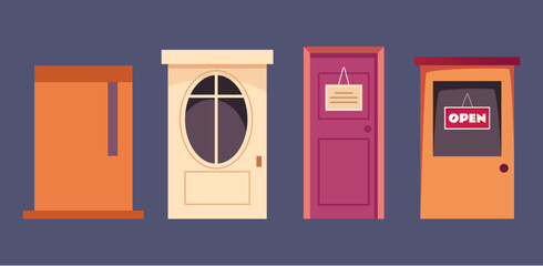 Doors isolated design element set. Vector flat graphic design illustration