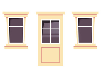 Door and windows isolated design element. Vector flat graphic design illustration