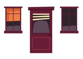 Door and windows isolated design element. Vector flat graphic design illustration