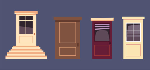 Doors isolated design element set. Vector flat graphic design illustration