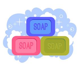 Soap with foam isolated design element. Vector flat graphic design illustration