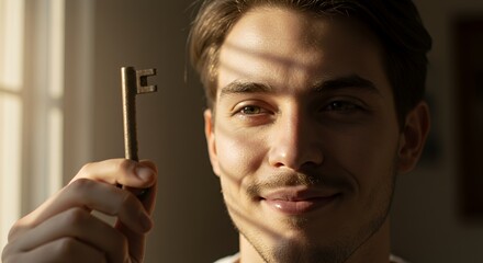 Portrait of a Young Man Holding an Antique Key