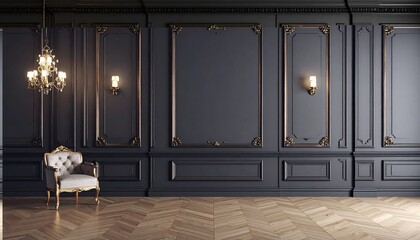 Luxurious dark room with ornate panels
