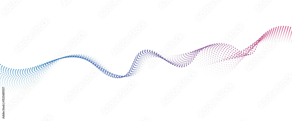 Leinwandbilder Flowing Dot Wave halftone gradient pattern on transparent background	