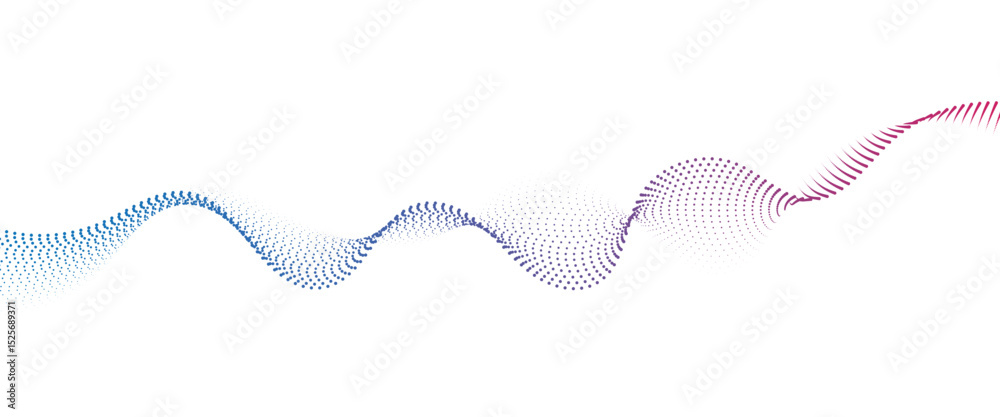 Leinwandbilder Flowing Dot Wave halftone gradient pattern on transparent background	