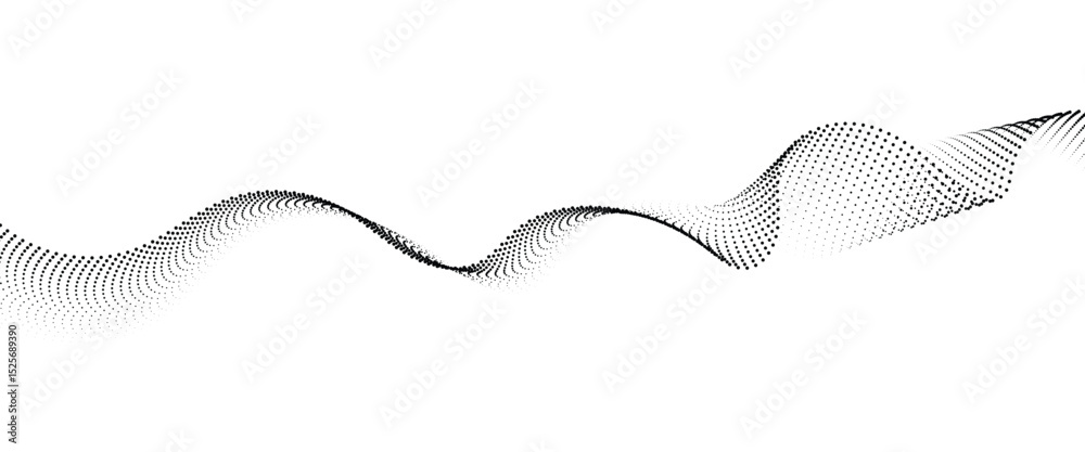 Fototapete Flowing Dot Wave halftone gradient pattern on transparent background	