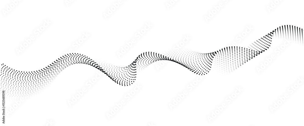 Poster Flowing Dot Wave halftone gradient pattern on transparent background	