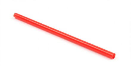 Bright red straw on a white background, perfect for beverages and refreshments