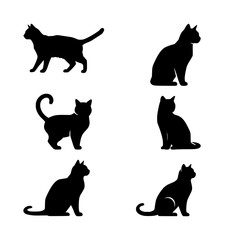 black silhouettes of cats vector