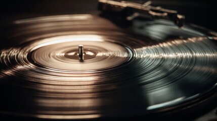 Spinning vinyl record. Vintage audio