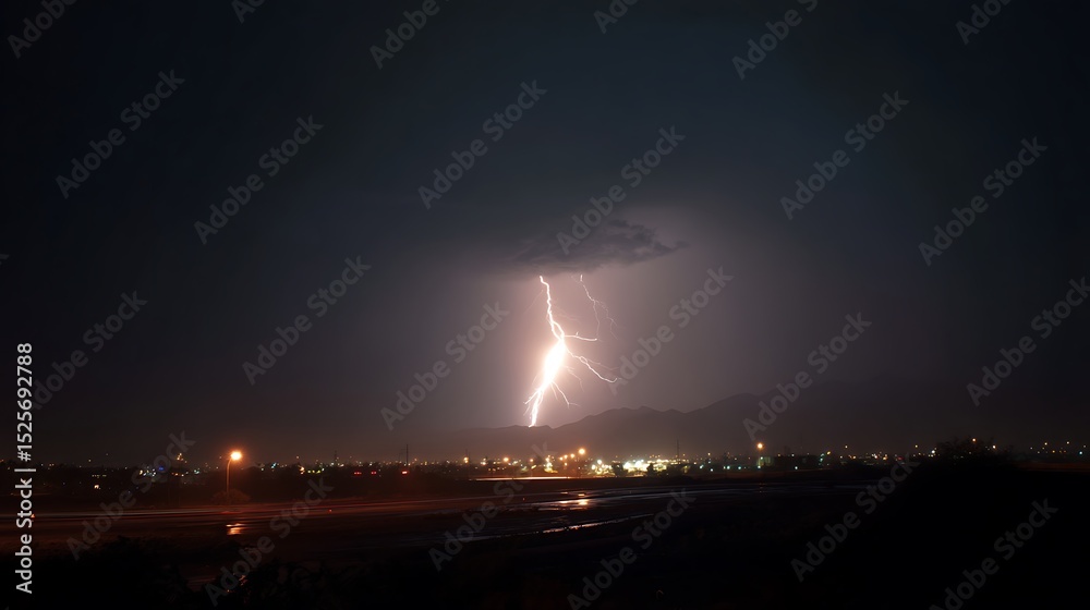 Poster flash of lightning on a dark night