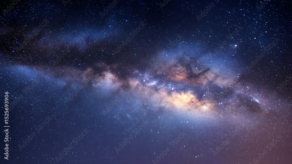 Aufkleber milky way galaxy with star and space dust in the universe and deep planet night sky background