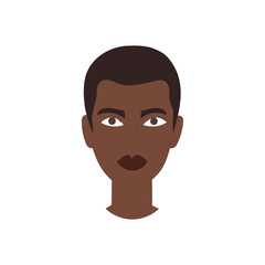 Face portrait icon. Human expression symbol. Vector character emblem. Brown skin tone.