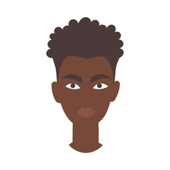 Face portrait icon. Human expression symbol. Vector character emblem. Brown skin tone.