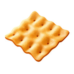 Close-up of a golden-brown cracker showcasing its unique texture and shape, perfect for snack lovers.