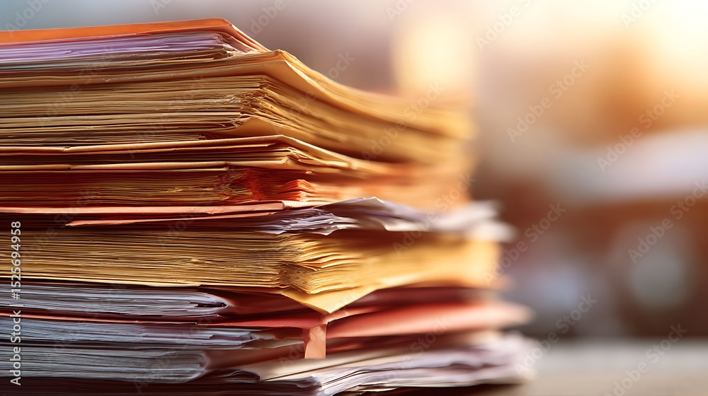 Poster stack of business documents papers, isolated