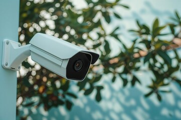 Modern outdoor security camera closeup