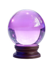 Lilac crystal ball on wooden stand