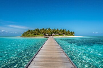 Obraz premium Tropical island boardwalk escape