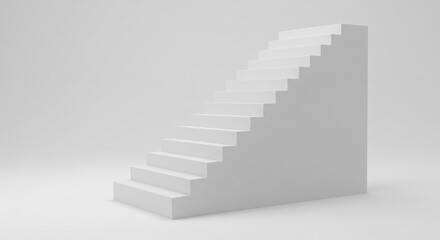 Minimalistic White Staircase on a White Background Representing Success, Growth and Progress