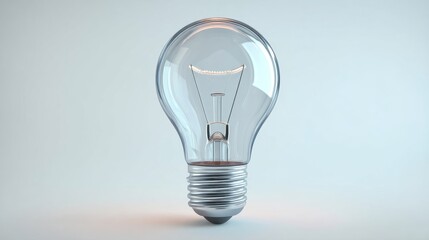 A classic transparent glass light bulb with a visible filament stands tall against a soft, neutral background, representing energy and bright ideas.