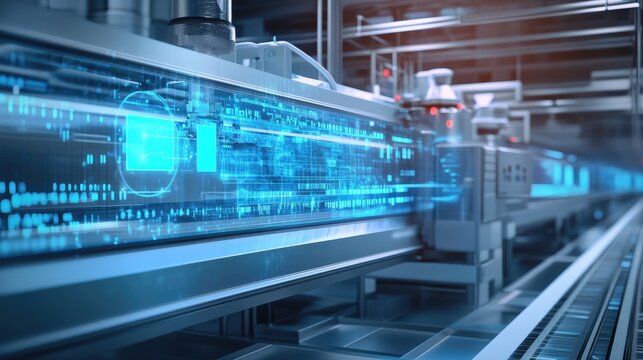 Digital twin model of pharmaceutical manufacturing process displayed on a holographic screen