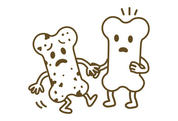 Osteoporotic Bone Being Supported by Healthy Bone – Character Illustration