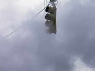 Traffic Light in Steam, Lower Manhattan, New York City - October 19, 2010